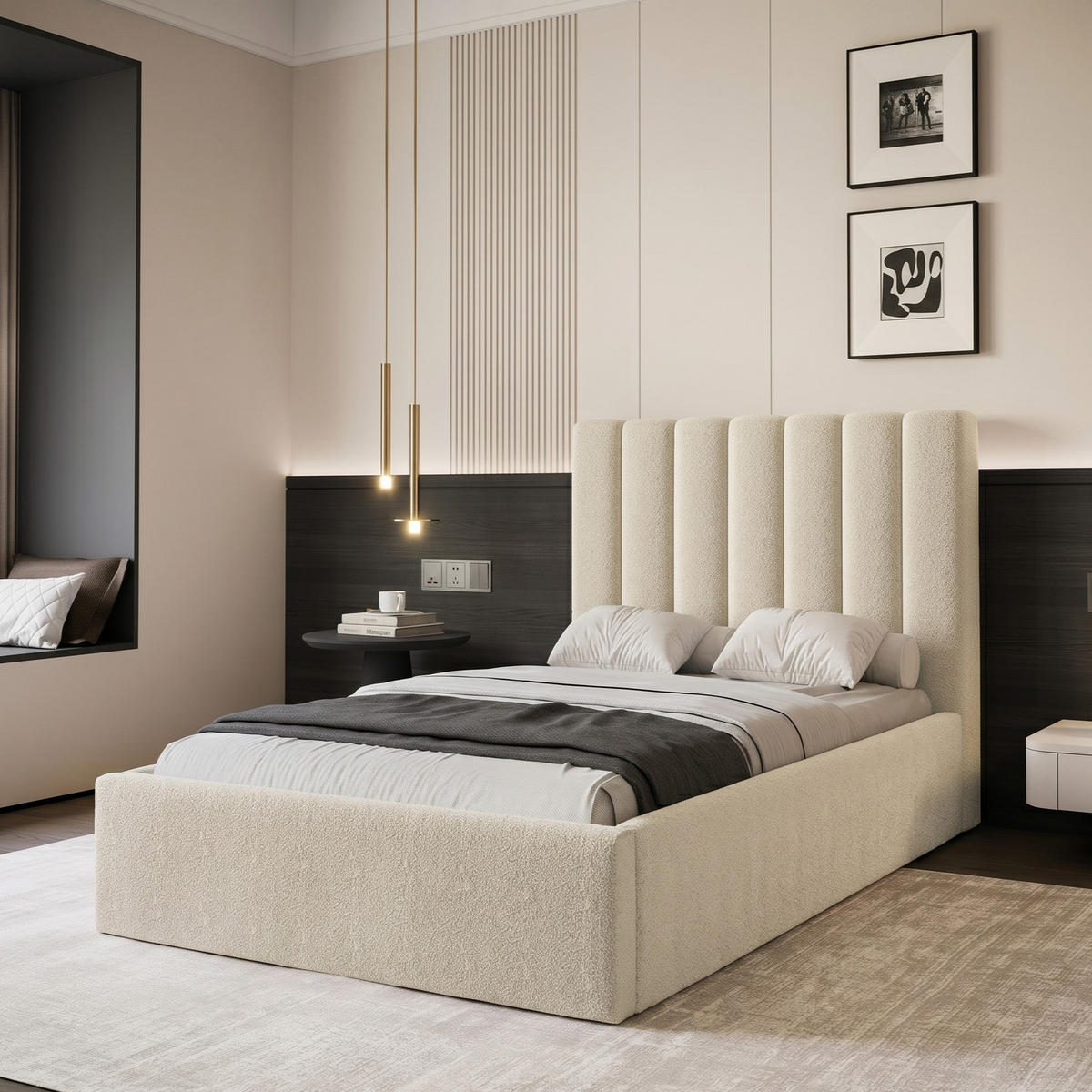 POLSTERBETT CIERO 120x200 cm Beige Boucle (Stoff Abriamo) - mit Bettkasten und Lattenrost - Beige, Holzwerkstoff/Textil (120/200cm) - Ravio