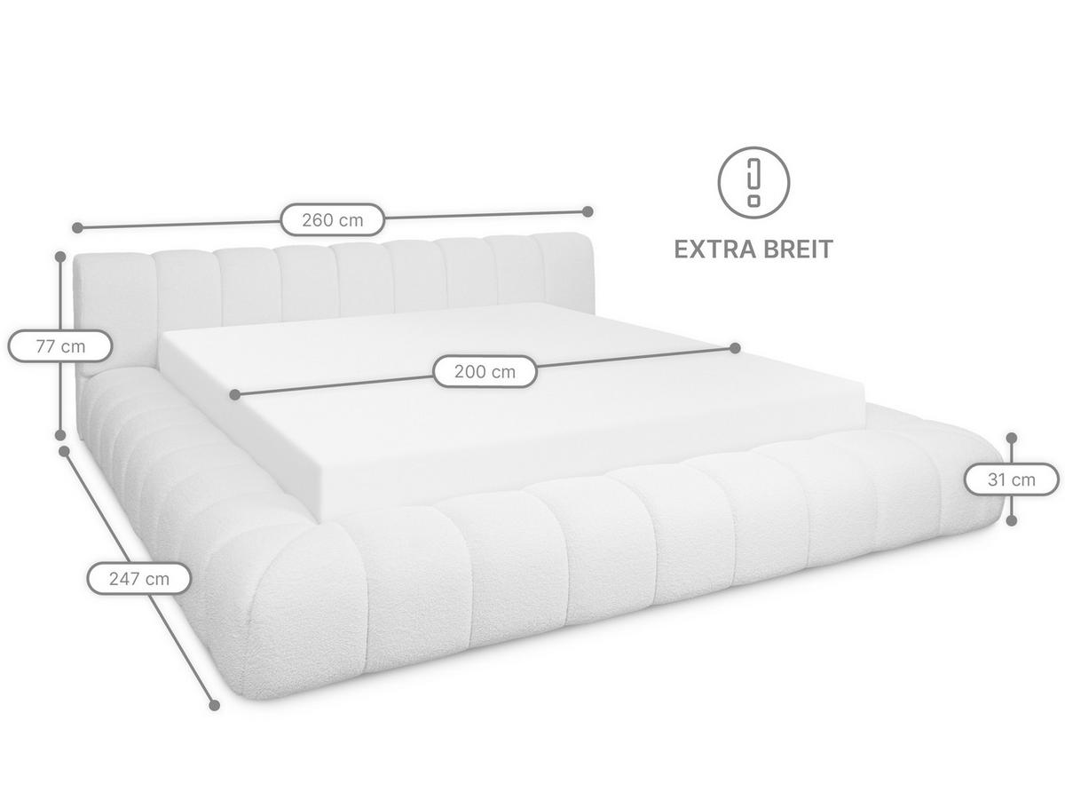 POLSTERBETT Adore Hellbeige 200/200 cm Boucle mit Bettkasten - Beige, Textil/Metall (200/200cm) - wonello