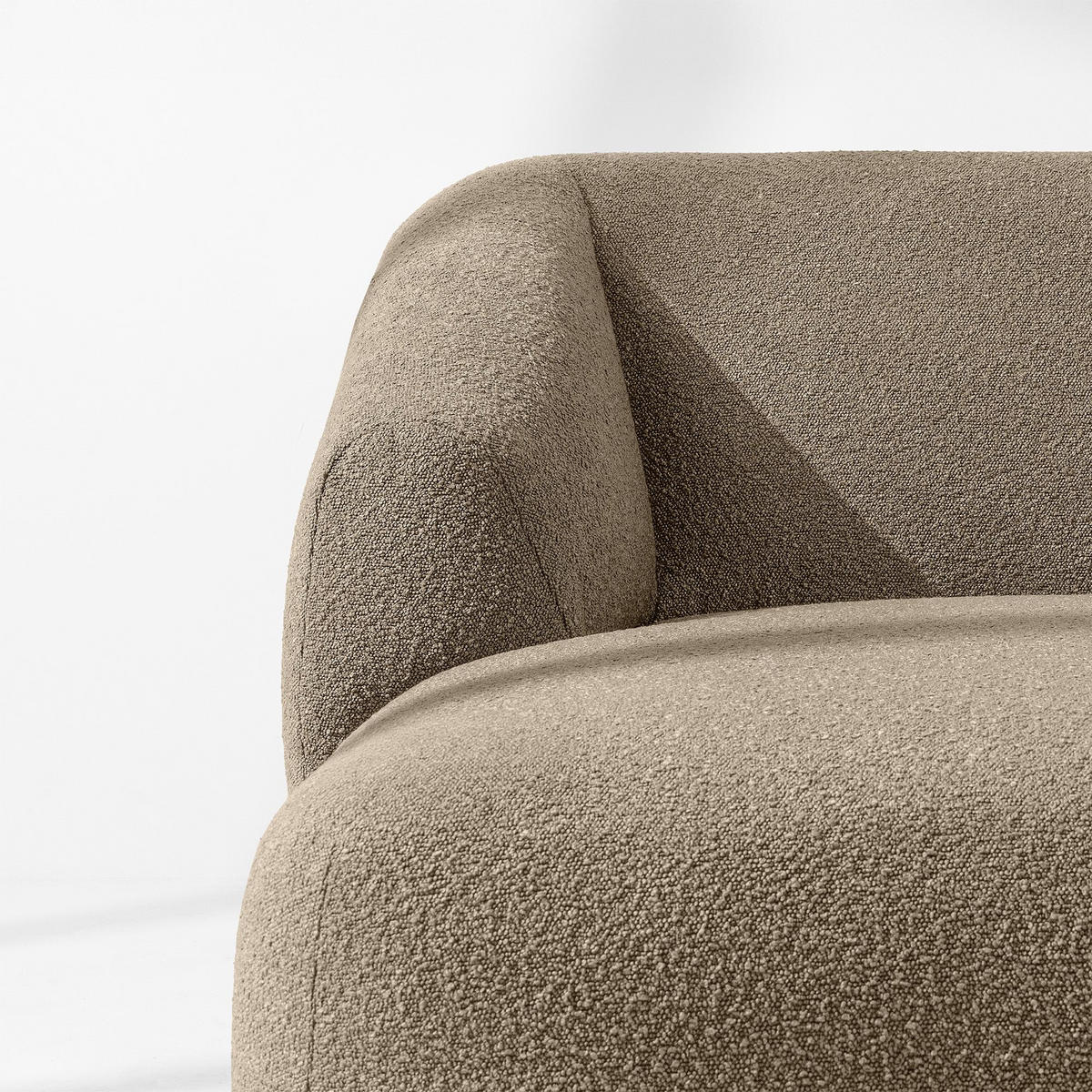 ECKSOFA LINKS VIRA, Beige, Bouclé - Beige/Schwarz, Holz/Holzwerkstoff (300/160cm) - KONSIMO®