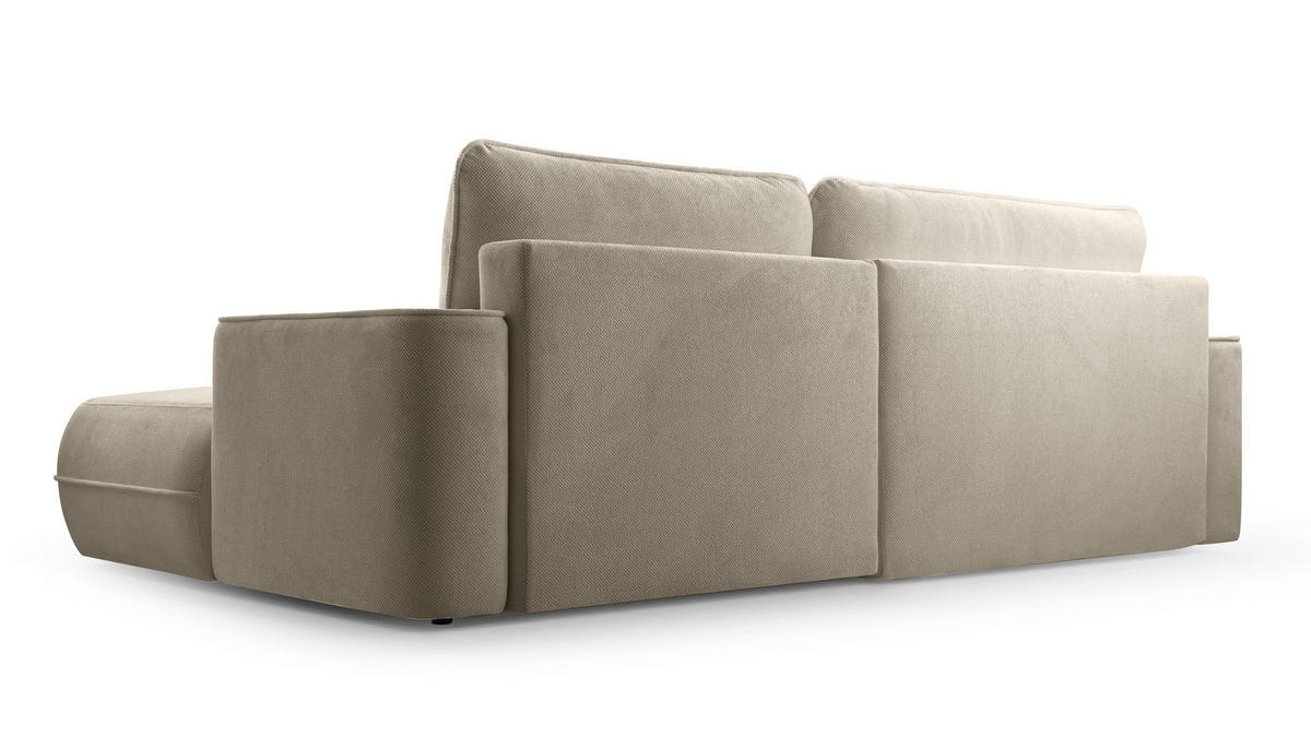 ECKCOUCH L Form Peoni Beige 267/168/87 cm mit Schlaffunktion R - Beige/Schwarz, Kunststoff/Textil (267/168cm) - AX Living
