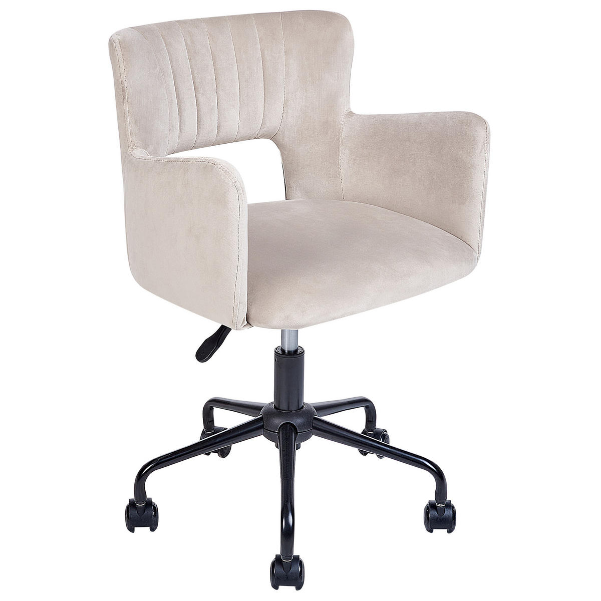 BÜROSTUHL Samtstoff Beige Sanilac - Beige, Textil/Metall (62/79/62cm) - Beliani