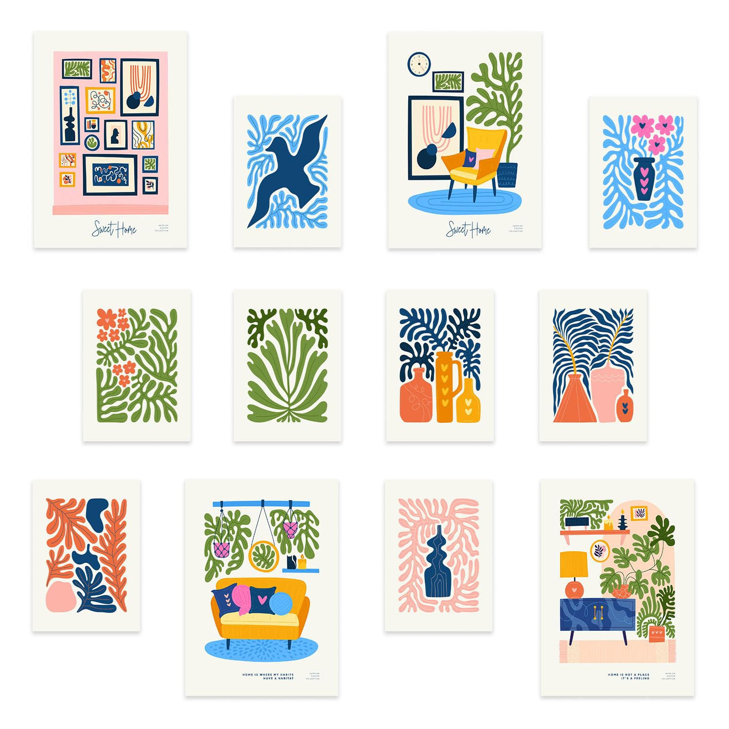 POSTER Set Mit 12 Modernmix 1 Innenarchitekturdrucke A3 Rahmenlos - Klar, Papier (29.7/5/42cm) - Nacnic