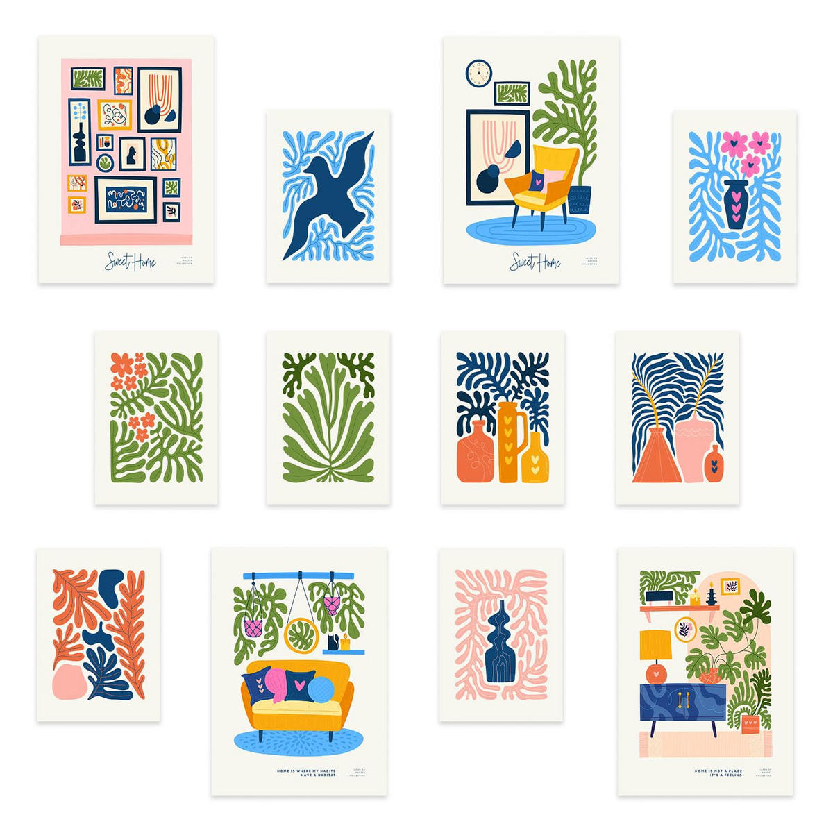 POSTER Set Mit 12 Modernmix 1 Innenarchitekturdrucke A3 Rahmenlos - Klar, Papier (29.7/5/42cm) - Nacnic