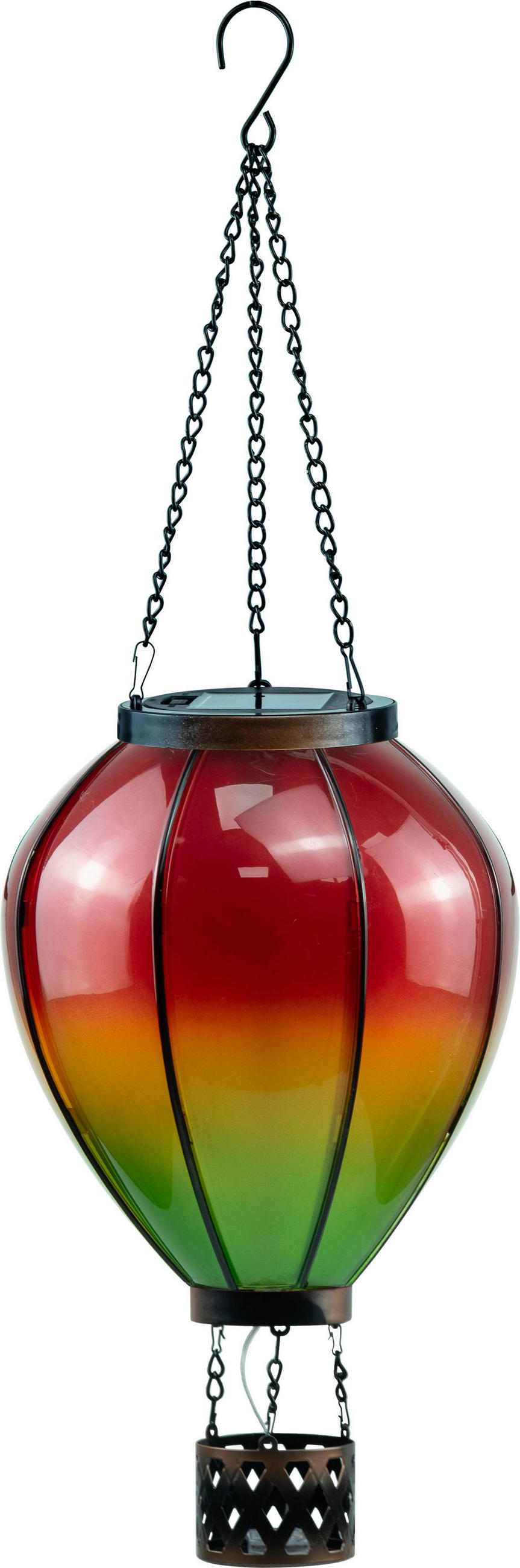 LED-SOLAR Laterne Heißluftballon Metall-Kunststoff Ø19x58cm Rot Grün XL - Multicolor, Kunststoff (19/19/58cm) - Northpoint