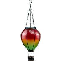 LED-SOLAR Laterne Heißluftballon Metall-Kunststoff Ø19x58cm Rot Grün XL - Multicolor, Kunststoff (19/19/58cm) - Northpoint