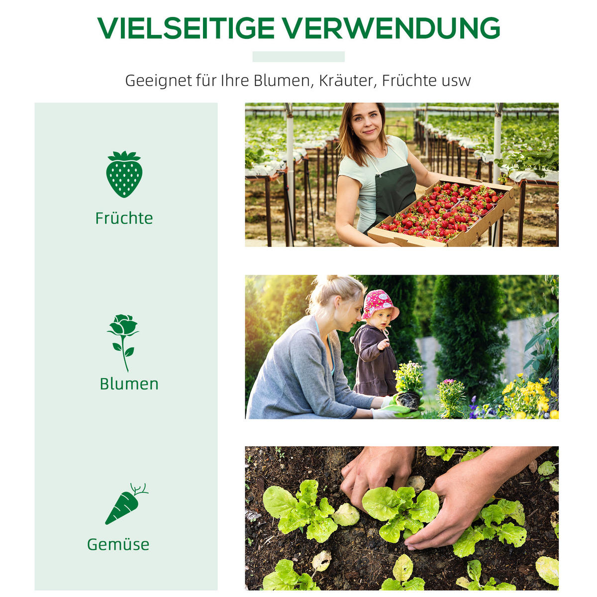 FOLIENGEWÄCHSHAUS, Weiß, PE, Stahl - Weiß, Kunststoff (60/60/120cm) - Outsunny