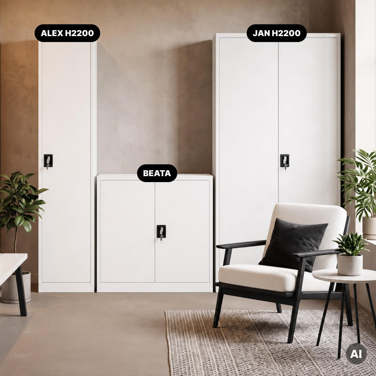 AKTENSCHRANK ALEX 220 - Weiß, Metall (45/220/40cm) - Jan Nowak