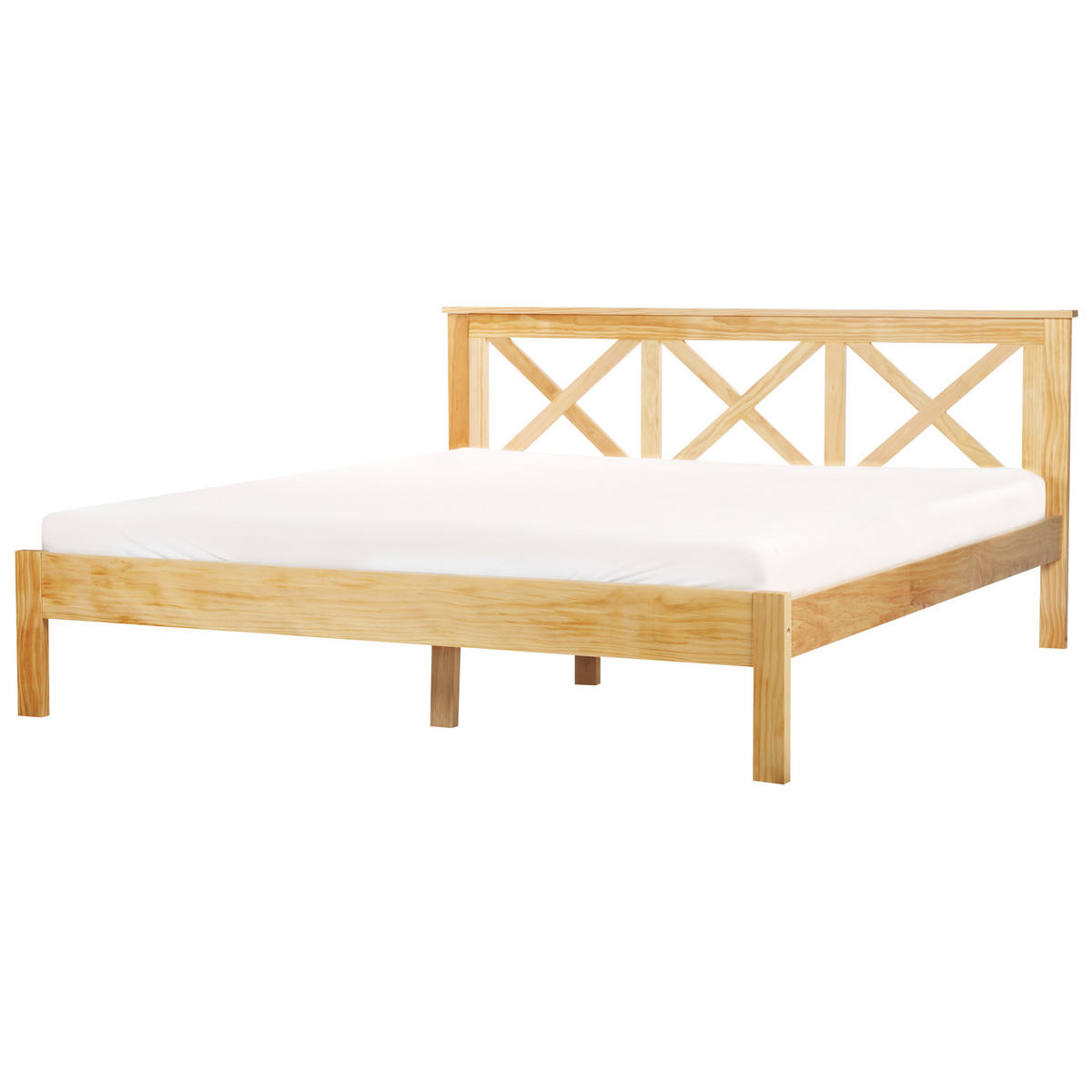 BETT mit Lattenrost 180x200 cm Heller Holzfarbton Tannay - Hellbraun, Holz (180/200cm) - Beliani