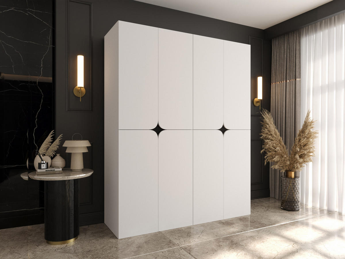 DREHTÜRENSCHRANK Espresso 160 cm - Schwarz/Weiß, Holzwerkstoff/Kunststoff (160/203/50cm) - MIRJAN24