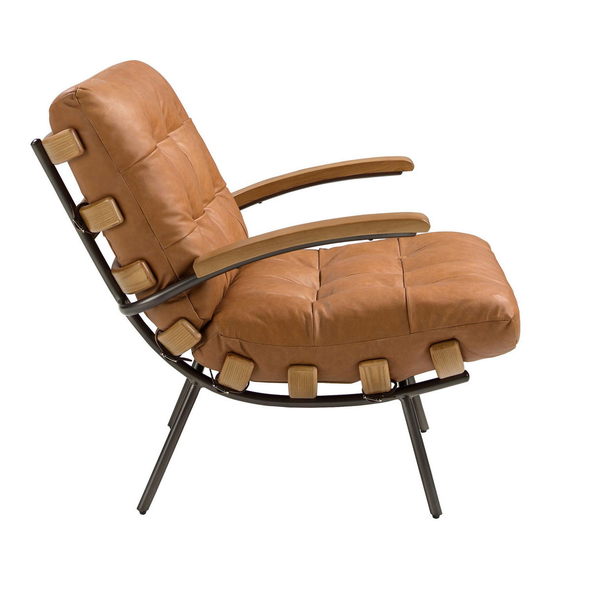 SESSEL Sessel aus braunem Leder und Esche 70/91/80 cm - Braun, Leder (70/80/91cm) - ANGEL CERDA