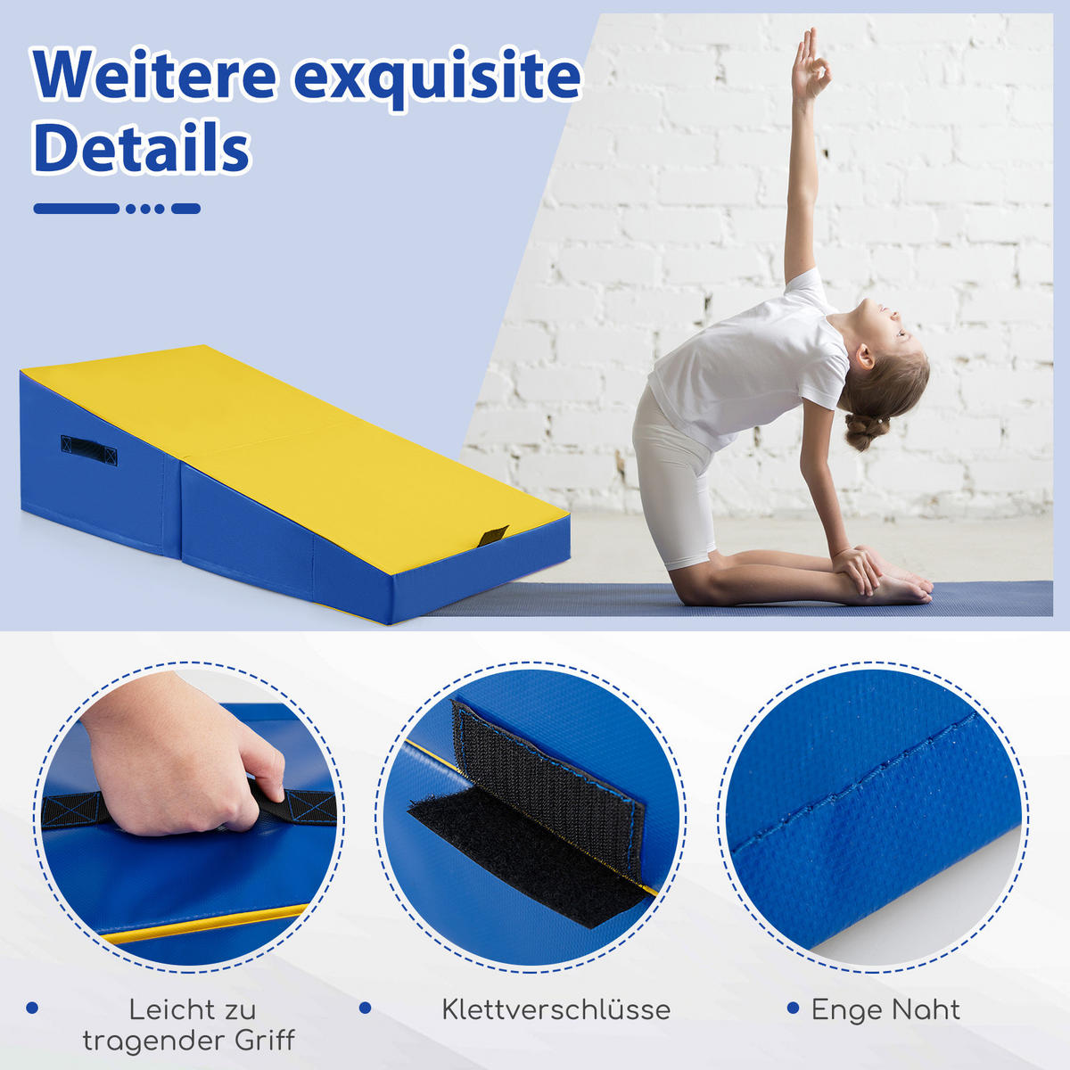 GYMNASTIKMATTE Gelb - Gelb, Leder (120/60cm) - COSTWAY