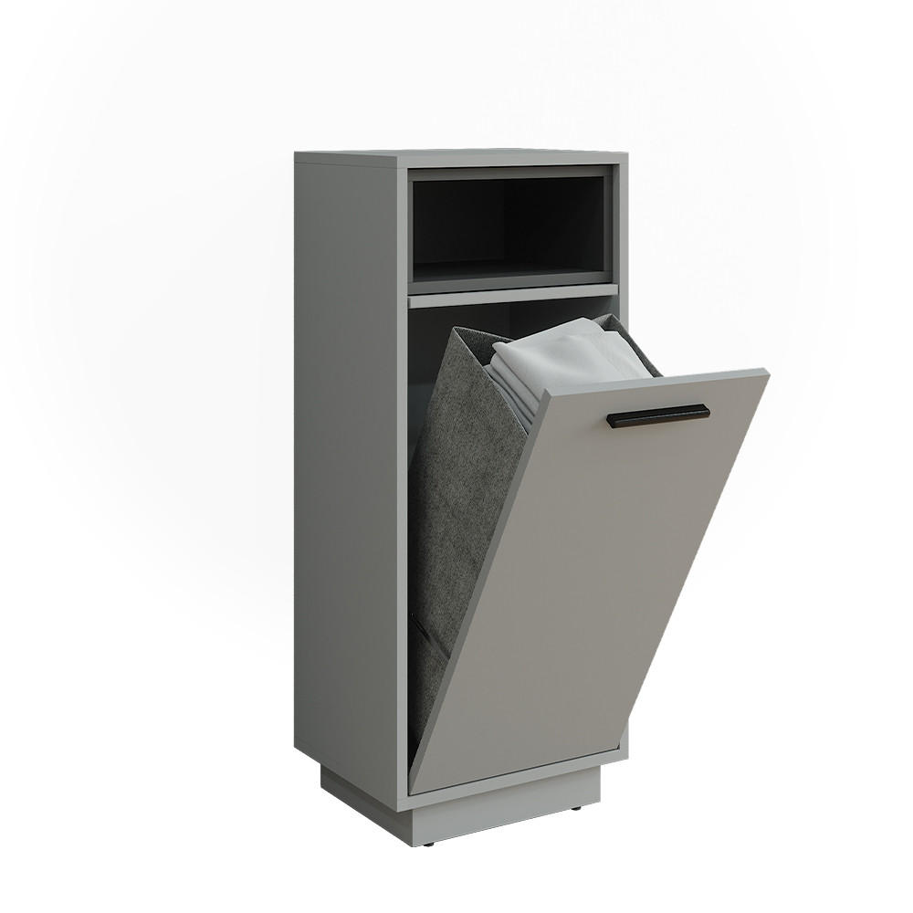WÄSCHESCHRANK Beatrice Grau/Anthrazit 38 x 93 cm mit herausnehmbarer Innentasche - Grau, Holzwerkstoff (38/93/30cm) - Vicco