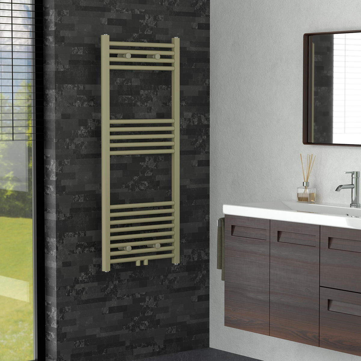 RUČNÍKOVÝ radiátor 500 x 1200 mm, béžový, rovný s středovým připojením - béžová, kov (50/120/3cm) - LuxeBath