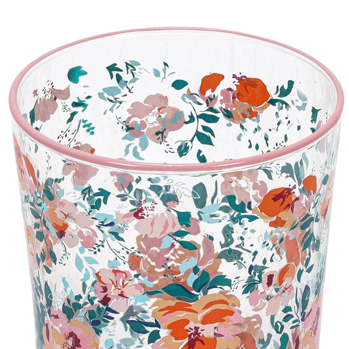 GLAS mit Blumenmuster Rosa 510 ml 8,8/8,8/12 cm - Multicolor, Glas (0.51L) - Excellent Houseware