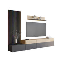 WOHNWAND Narezi II - Eichefarben/Schwarz, Holzwerkstoff/Kunststoff (300/209/40cm) - MIRJAN24