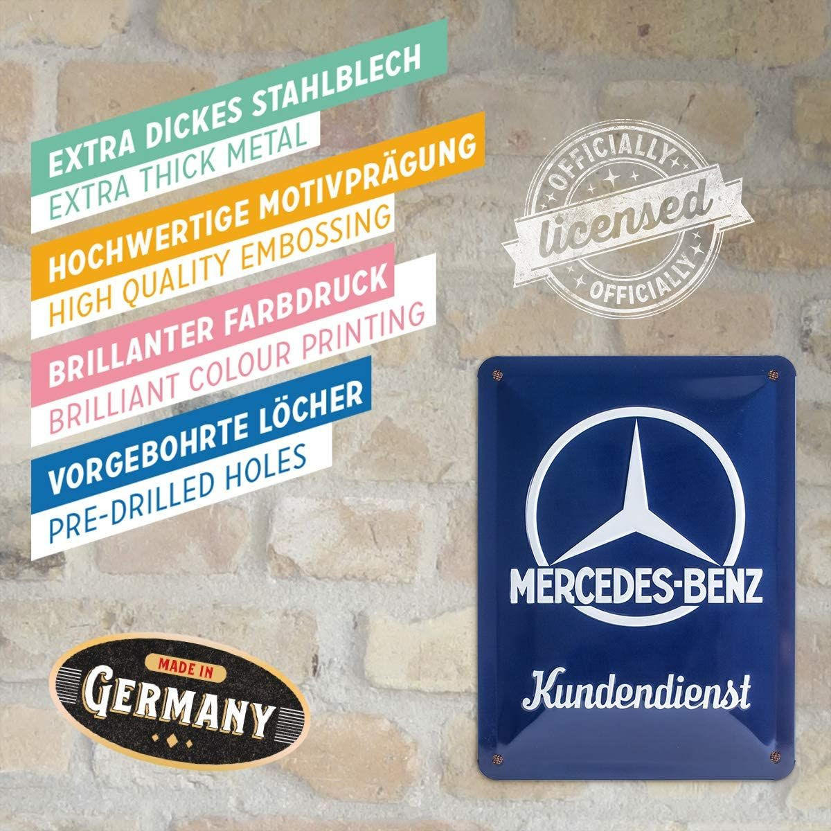 BLECHSCHILD 15/20 cm Mercedes-Benz Mercedes Kundendienst - Multicolor, Metall (15/20/0.5cm) - Nostalgic-Art