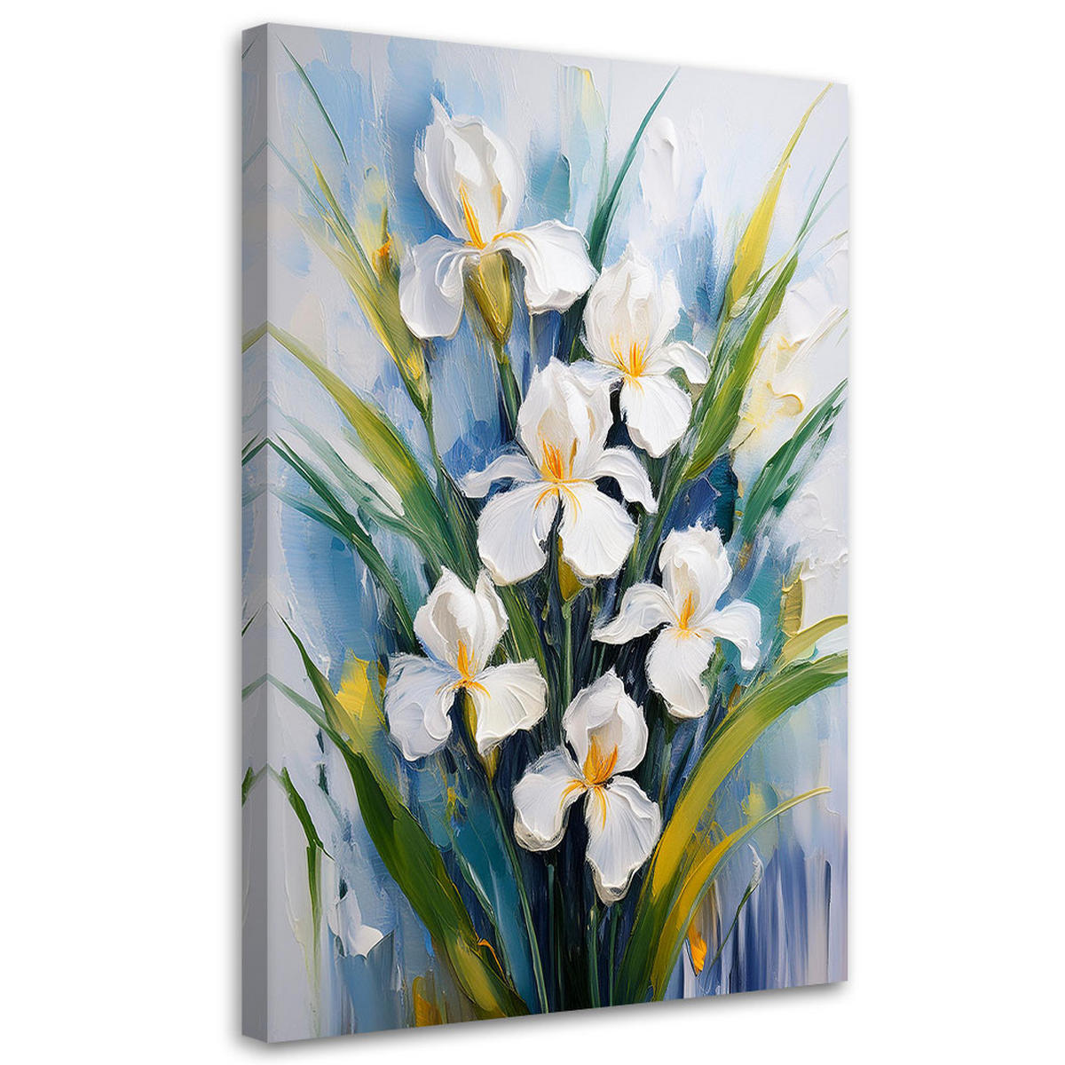 WANDBILD weiße iris bemalte blumen - Blau, Textil (40/60cm) - Feeby