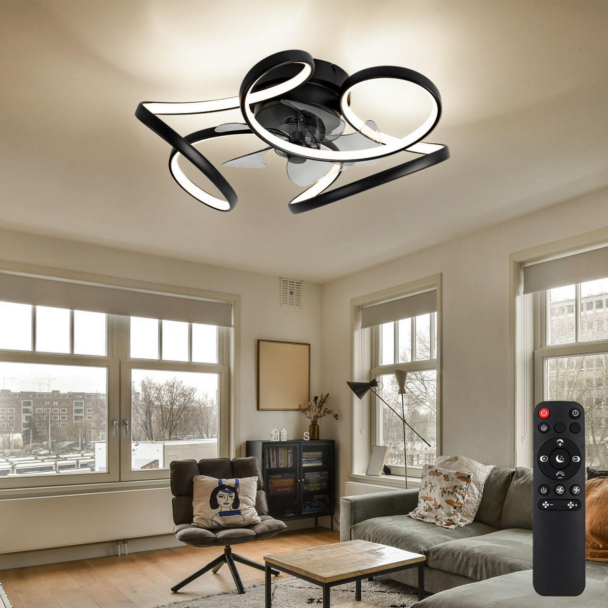 LED DECKENLEUCHTE Metall Schwarz - Schwarz, Metall (56/56/21cm) - Globo Lighting