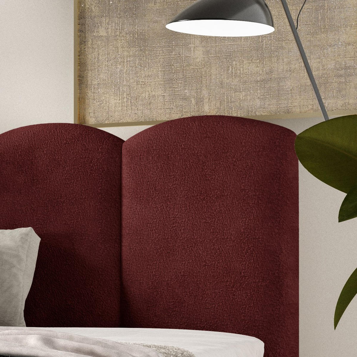 POLSTERBETT Bero, 160x200, Bouclé-Stoff, Dunkelrot - Dunkelrot, Textil (160/200cm) - Beautysofa
