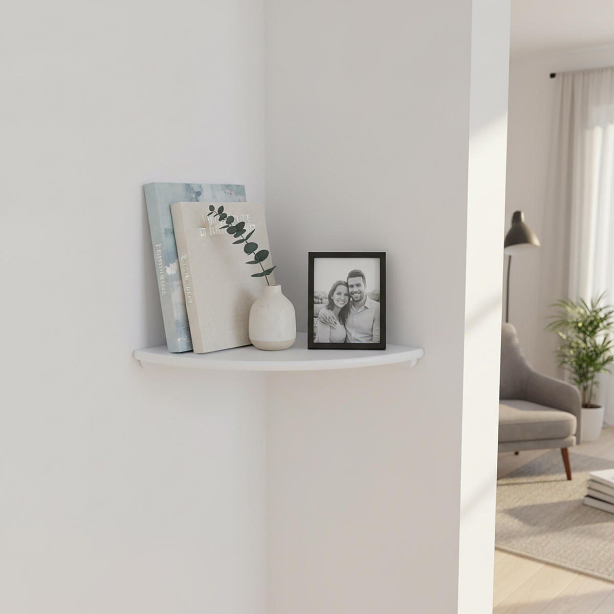 ROHOVÁ pol. - biela, drevo (35/3/35cm) - Relaxdays