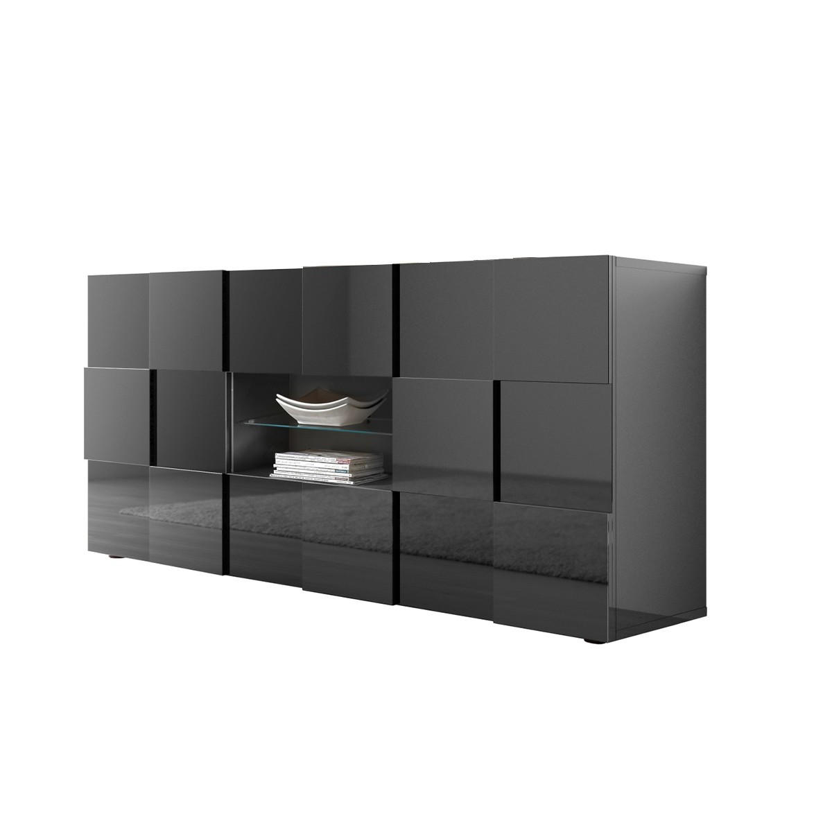 SIDEBOARD mit 2 Türen und 2 Schubladen L181 cm - Dama - Anthrazit, Holzwerkstoff (84/43/181cm) - Calicosy