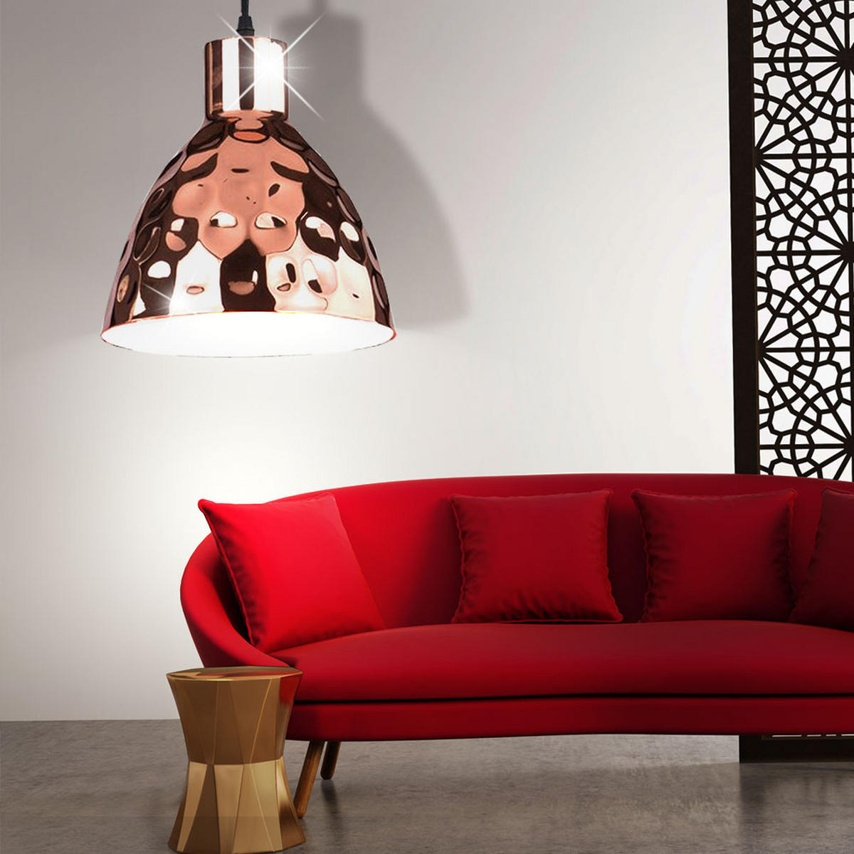 LED HÄNGELEUCHTE Hammerschlag Gold - Goldfarben, Metall (22/100/120cm)