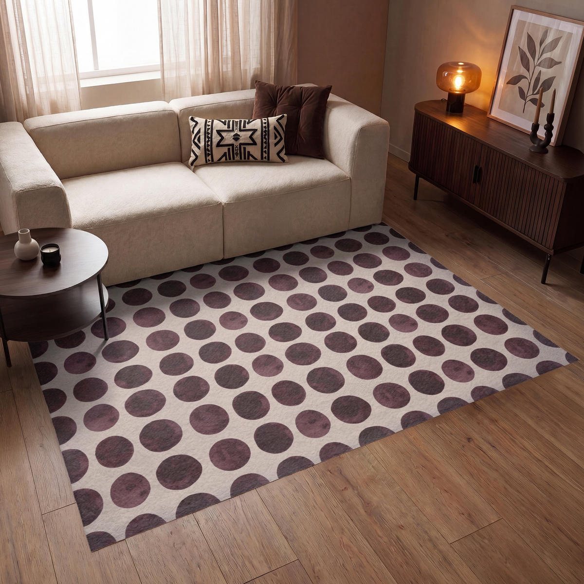 KOBERCE - Bodky - Vzor - Hnedý - 200x140 cm - tmavohnedá, textil/plast (200/0.4cm) - OnlyWow