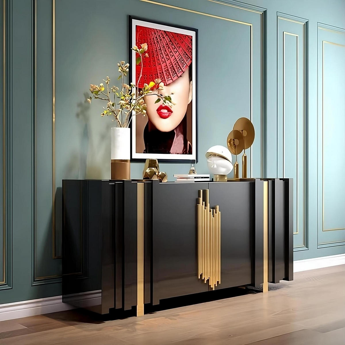 SIDEBOARD STILIG Schwarz 160x40x90 cm - Schwarz, Holzwerkstoff (160/90/40cm) - FURNLUX