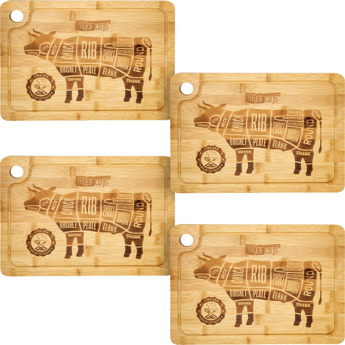 STEAKBRETT 23/33/2 cm, Bambus - Braun, Holz (23/33cm) - Dunedesign