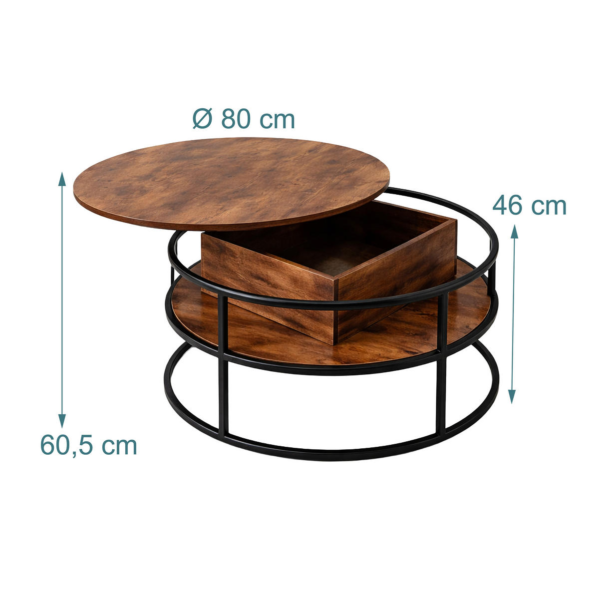 COUCHTISCH - Multicolor, Holzwerkstoff/Metall (80/80/46cm) - Relaxdays