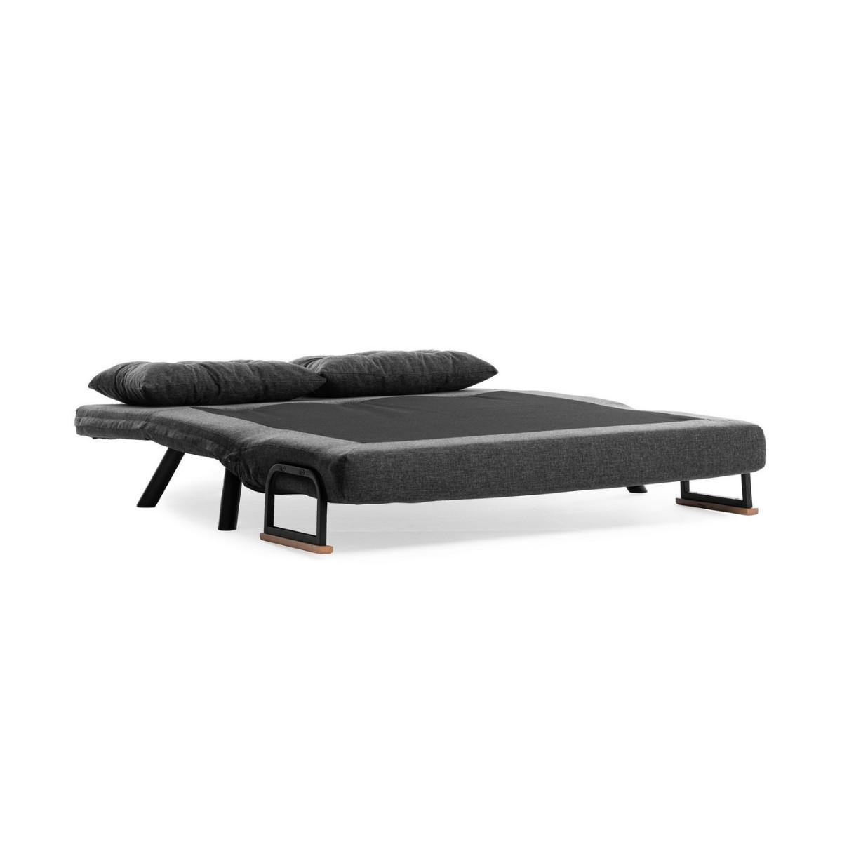 SCHLAFSOFA für 2 Personen mit Stoffbezug und Metallfüßen 133/50/41 cm - Dunkelgrau, Metall (50/41/133cm) - Calicosy