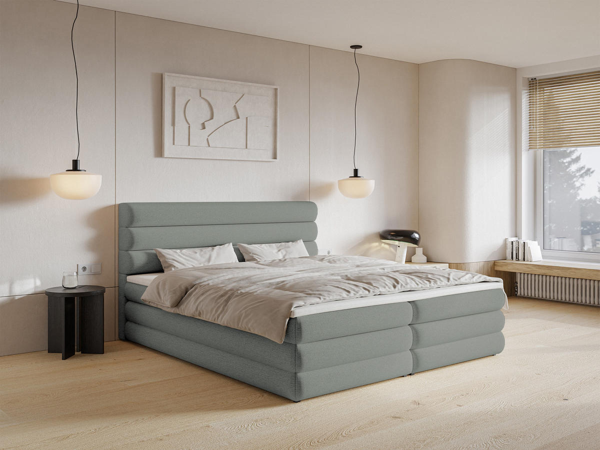 BOXBETT Alegre Grau Chenille 160/200 cm - Schwarz/Grau, Kunststoff/Textil (160/200cm) - Selsey
