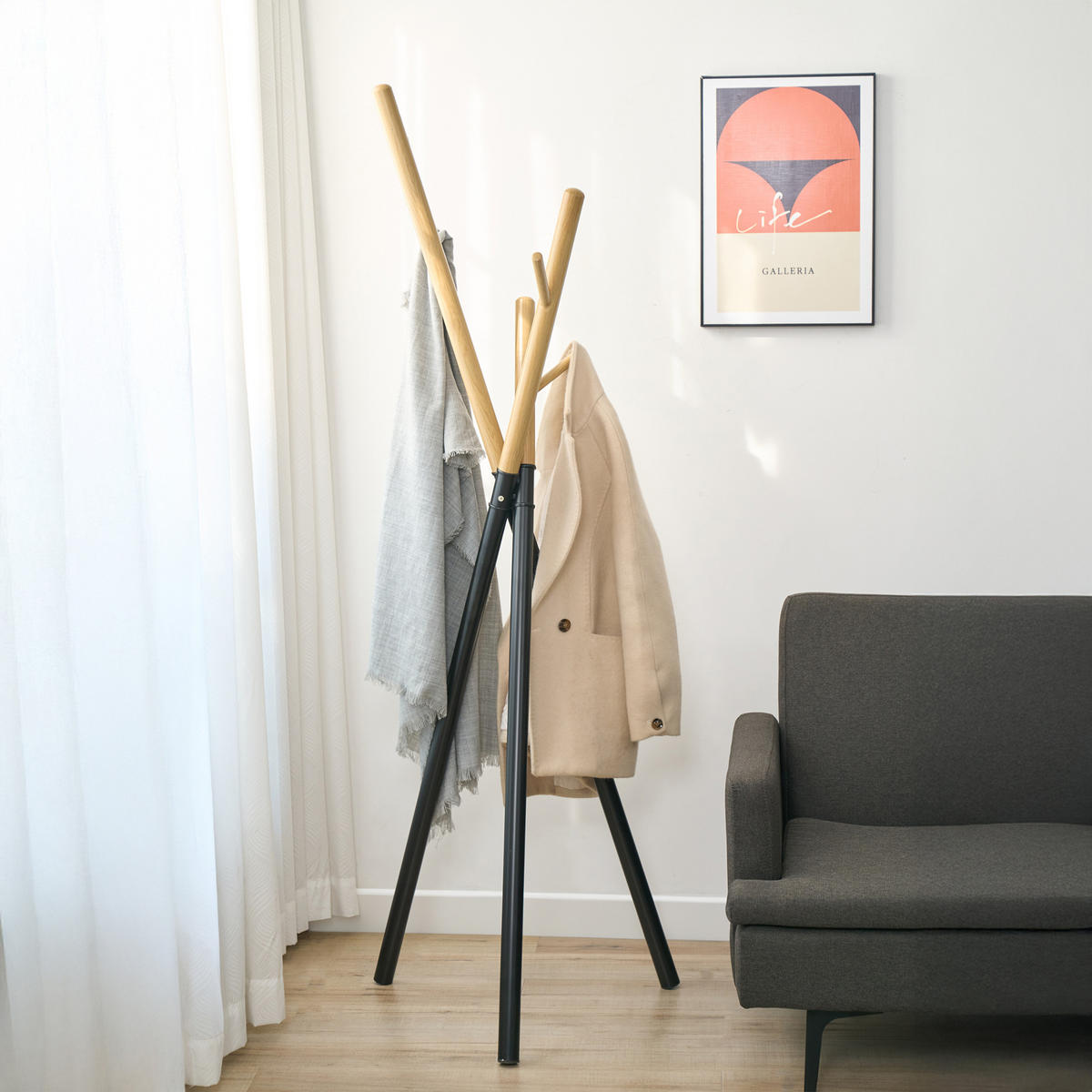 GARDEROBENSTÄNDER Laerdal - Schwarz, Metall (49/172/49cm) - [en.casa]