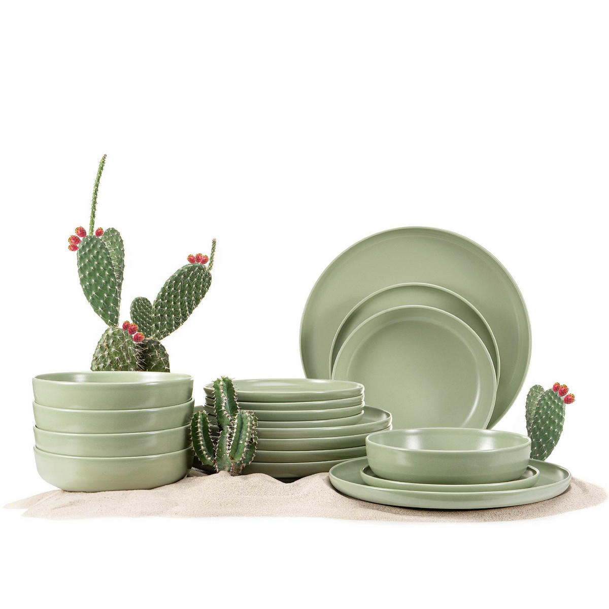 TAFELSERVICE VICTO 6 Personen 18-tlg Grün - Grün, Keramik (27/2/27cm) - KONSIMO®