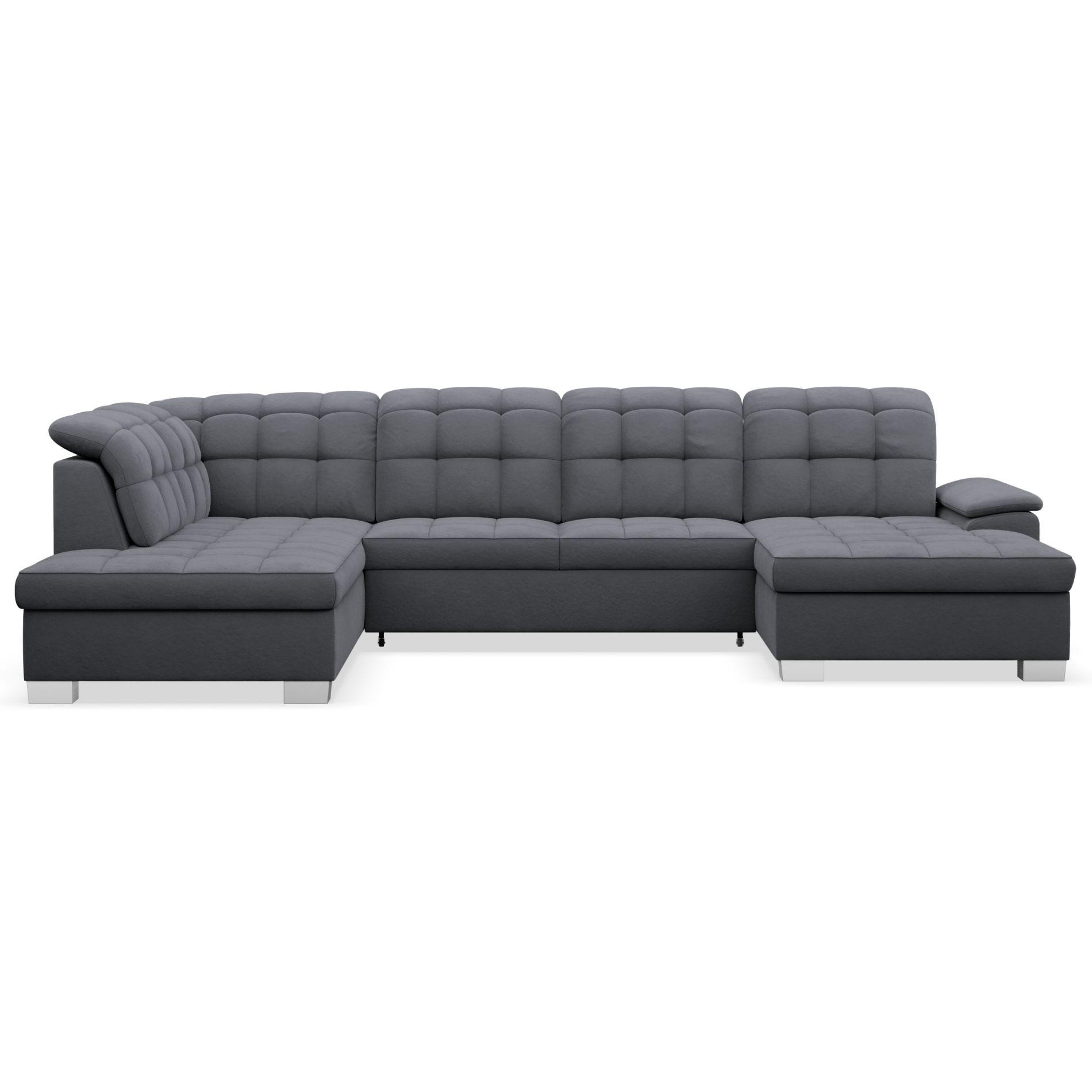 WOHNLANDSCHAFT Jamaal Dunkelgrau Velours rechtsseitig - Dunkelgrau/Schwarz, Textil (330/106/212cm) - Selsey