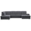 WOHNLANDSCHAFT Jamaal Dunkelgrau Velours rechtsseitig - Dunkelgrau/Schwarz, Textil (330/106/212cm) - Selsey