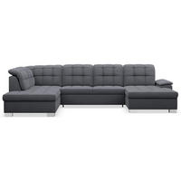 WOHNLANDSCHAFT Jamaal Dunkelgrau Velours rechtsseitig - Dunkelgrau/Schwarz, Textil (330/106/212cm) - Selsey