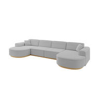 WOHNLANDSCHAFT MARI-U2-v2 - 388x171x83 cm Hellgrau Bouclé - Hellgrau, Holzwerkstoff/Textil (388/83/171cm) - ALTDECOR