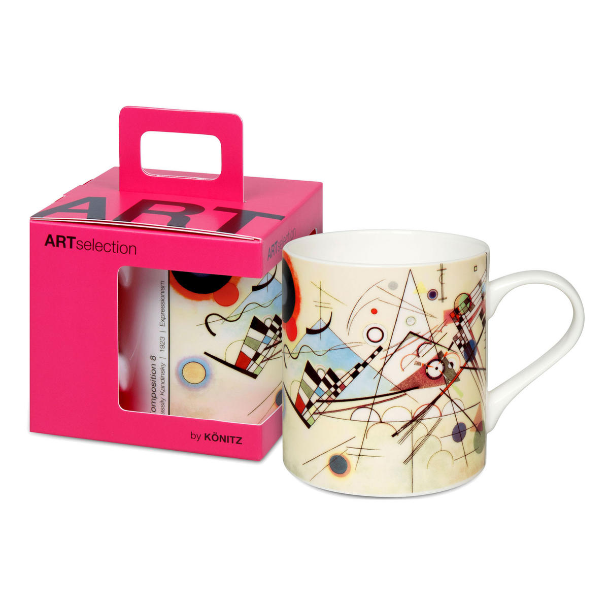 KAFFEEBECHER Komposition 8 - Wassili Kandinsky, in Geschenkbox - Naturfarben, Keramik (0.4L) - Könitz