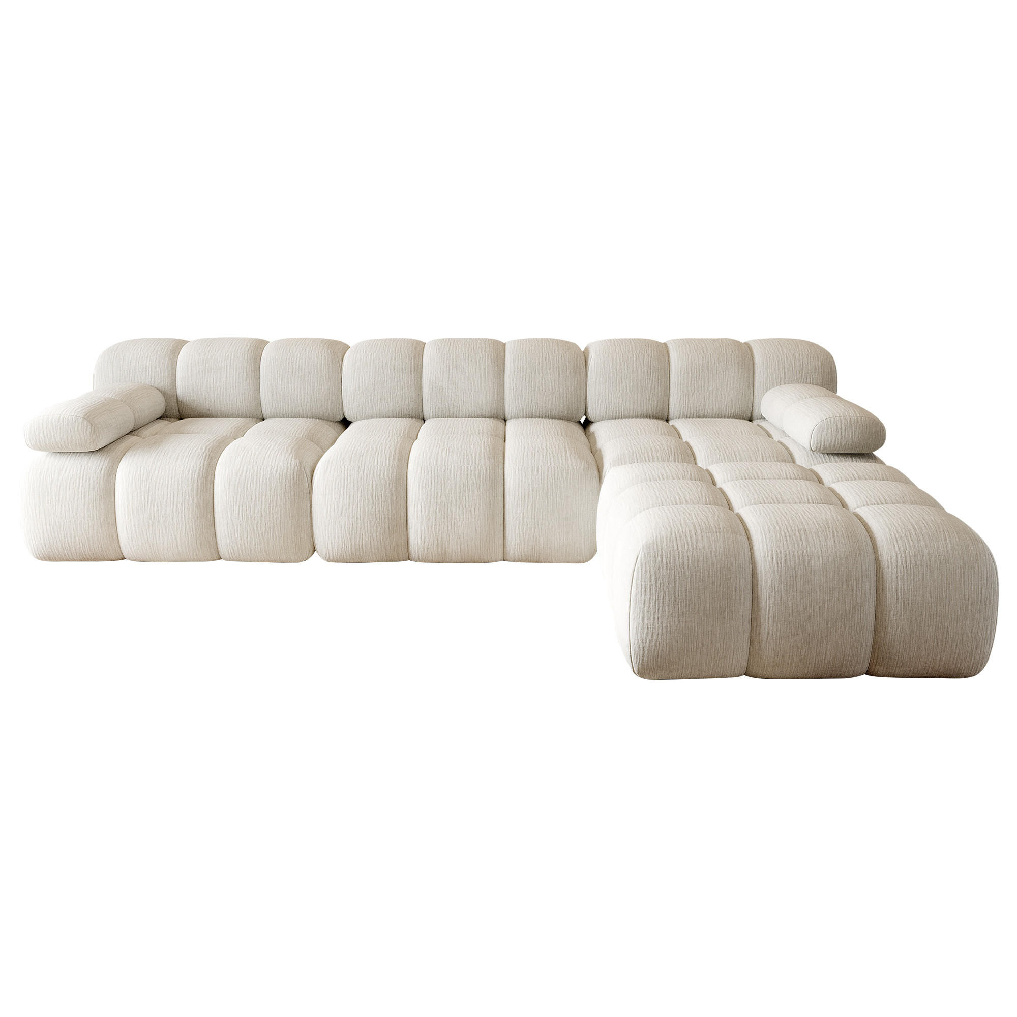 ECKSOFA 300/200/68 cm Weiß Stoff mit 1 Fußhocker - Weiß, Textil (200/300cm) - Oxeza