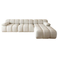 ECKSOFA 300/200/68 cm Weiß Stoff mit 1 Fußhocker - Weiß, Textil (200/300cm) - Oxeza