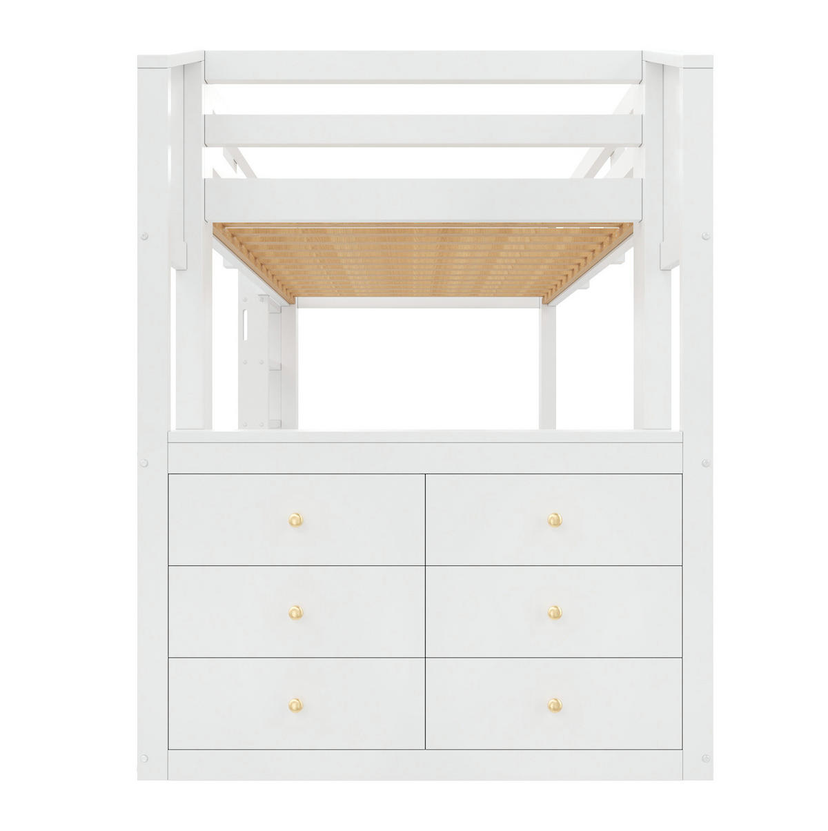 HOCHBETT 90x200 cm in Weiß mit 6 Schubladen, Regalen und LED-Beleuchtung - Weiß, Holz (90/200cm) - IVMEU