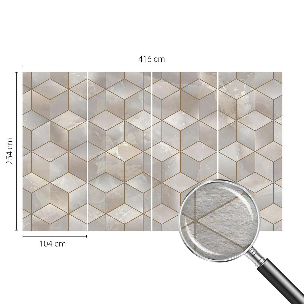 FOTOTAPETE 416x254 cm - Geometrisches Mosaik - Grau, Textil (416/254cm) - Wallfluent