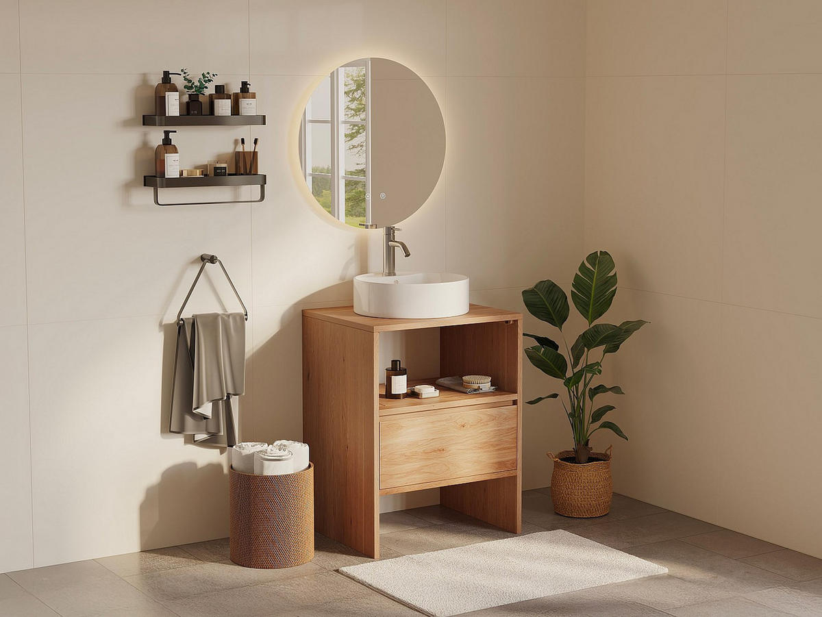 WASCHBECKENUNTERSCHRANK - 60cm x 50cm - Eiche - naturfarben hell - CAVIZO - Naturfarben, Holz (60/78/50cm) - Vente-Unique