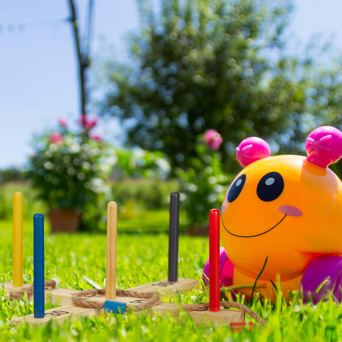 HÁDZANIE krúžkov - svetlohnedá, drevo/textil (41/41cm) - Relaxdays