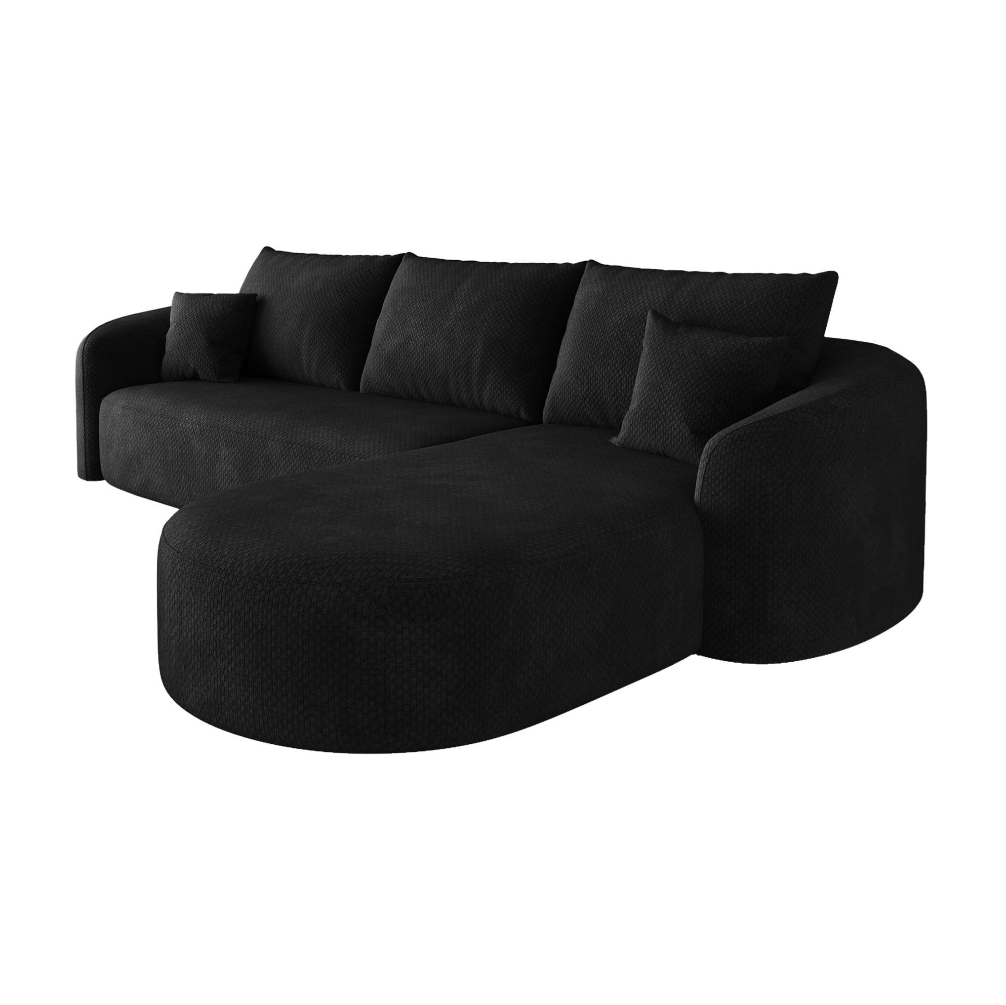 ECKSOFA 266 cm in Schwarz aus Stoff mit modularer Form, ohne Montage - Schwarz, Textil (168/266cm) - Flora Grace