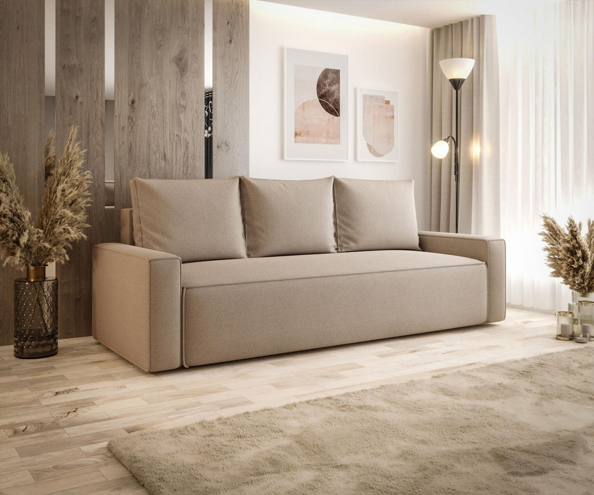SOFA mit Schlaffunktion SAVIO Curio 15 - Beige, Textil (232/90/90cm) - Bedante