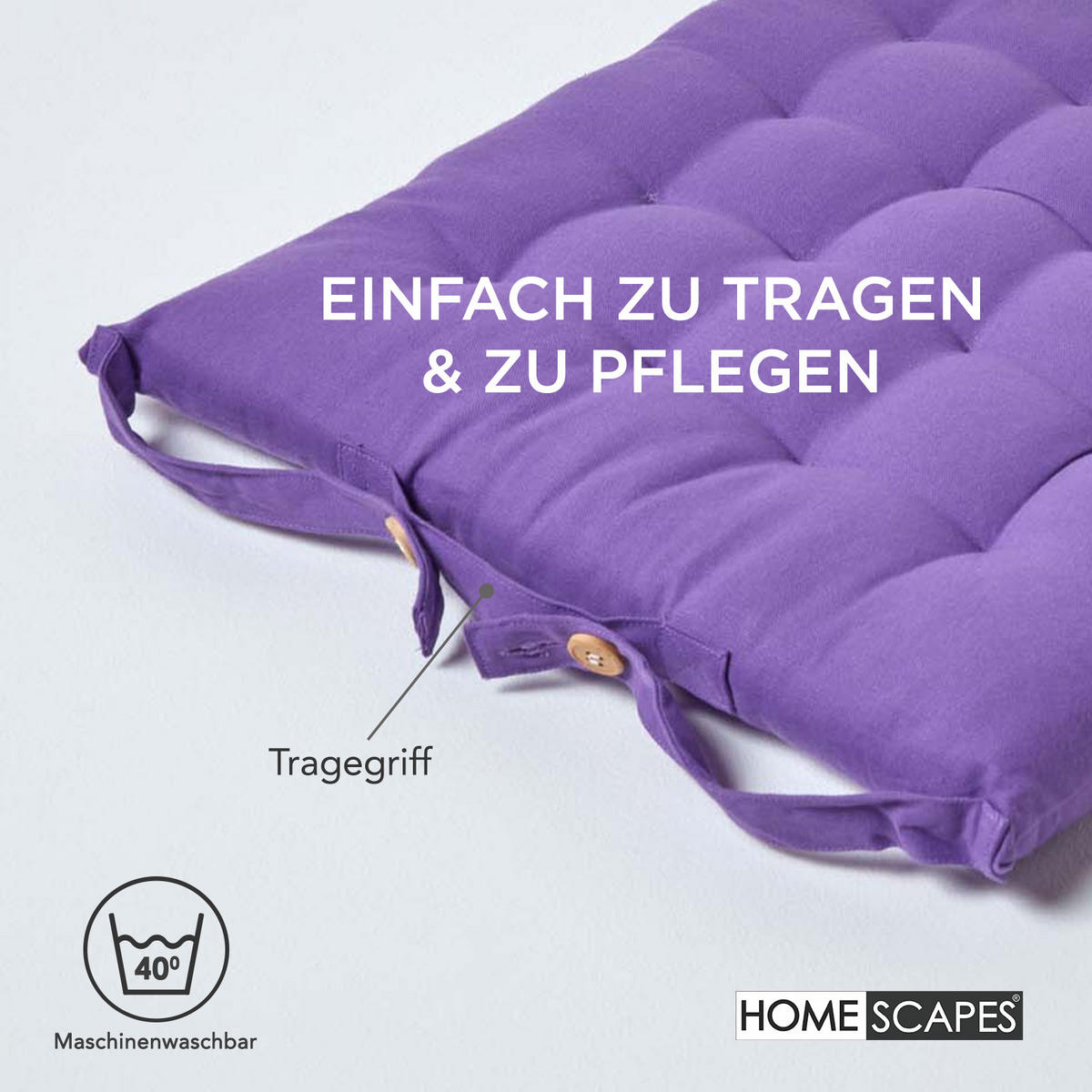 STUHLKISSEN 6er-Set lila 40/40/6,5 cm - Lila, Textil (40/40/6.5cm) - Homescapes