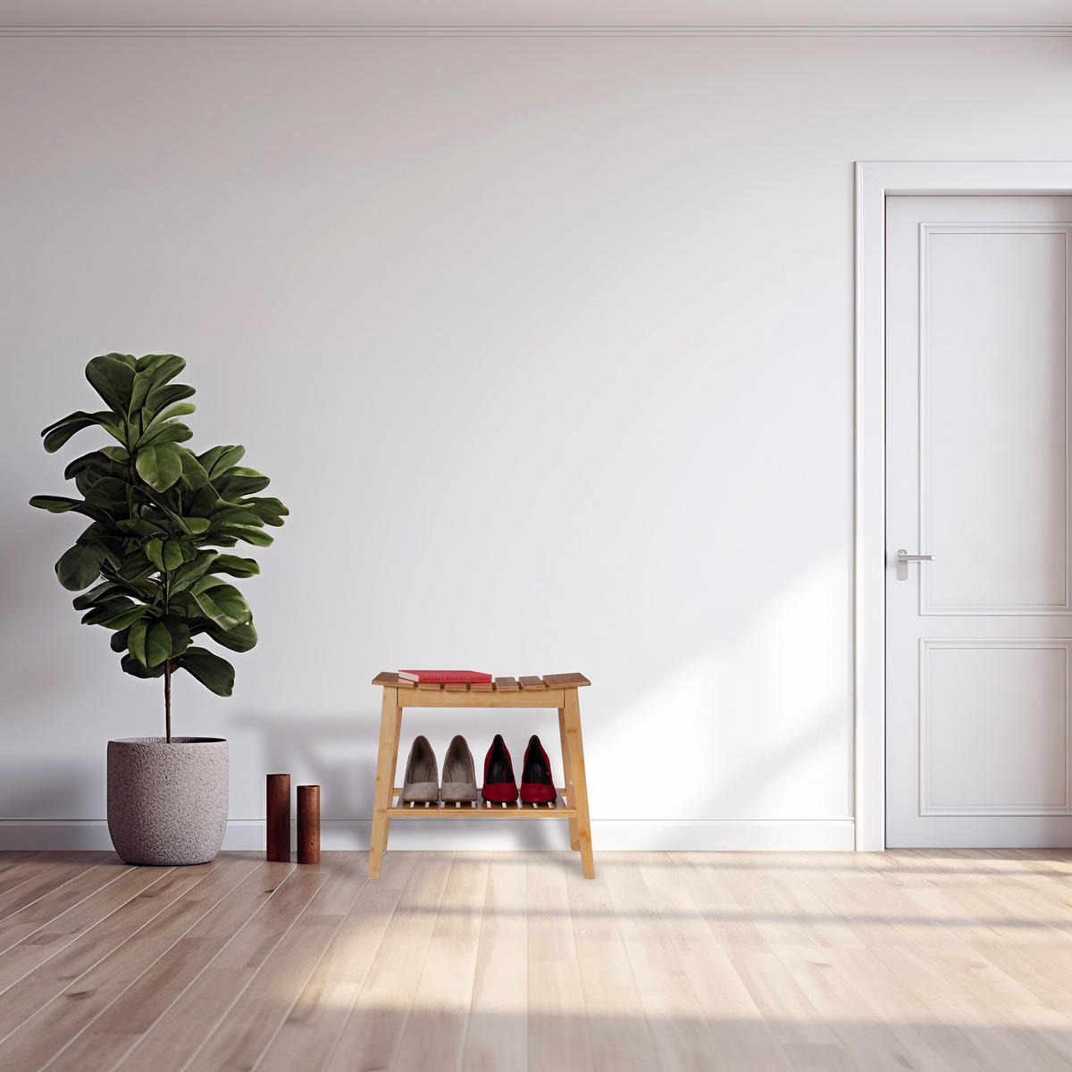 BADHOCKER - Hellbraun, Holz (51.5/45/34cm) - Relaxdays