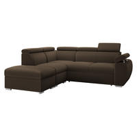 ECKSOFA Boston 2RR1P, Seite: Links PUFAP+R+1P(65)+2R - Silberfarben/Braun, Holz/Textil (260/230cm) - MIRJAN24